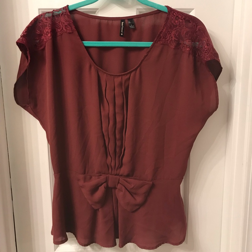 Burgundy bow top